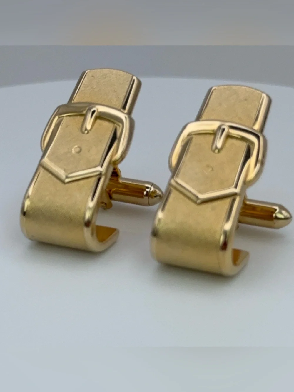 SWANK Brushed/Textured Gold Tone Belt Buckle Cufflinks